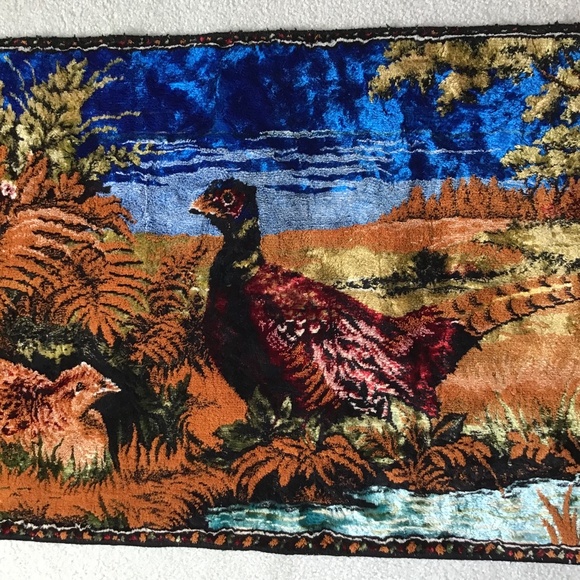 Vintage Pheasant Tapestry Wall Hanging Made in Lebanon - Picture 5 of 16